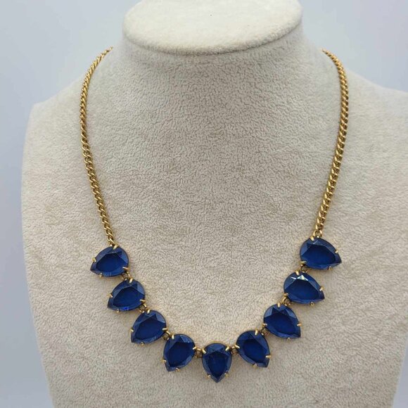 J Crew Dark Blue Pear Shape Crystal Necklace